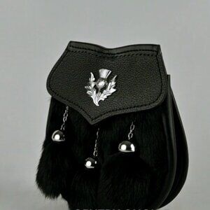 Traditional Kilt Sporran Thistle Mounted Black Men Highlander Scottish Sporran